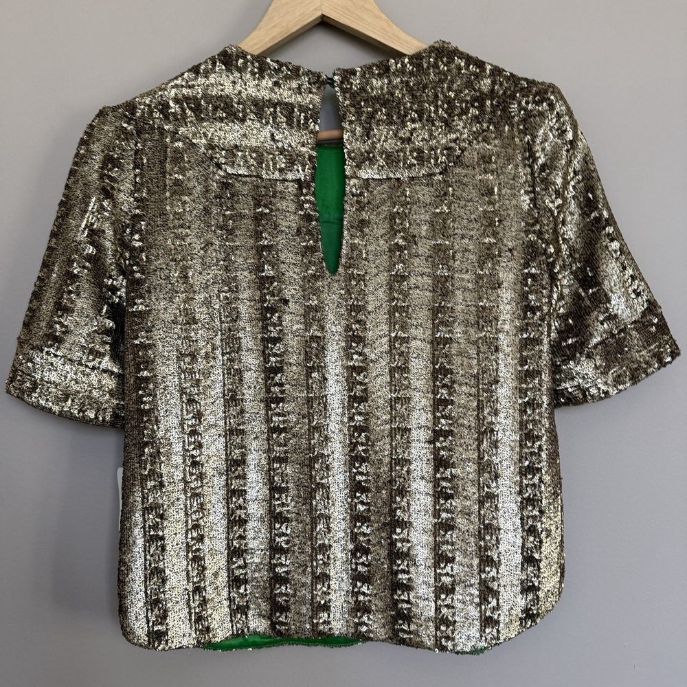 Zadig & Voltaire Toysse Sequined Top Gold Bronze Blouse Size Medium New With Tag - Picture 3 of 12